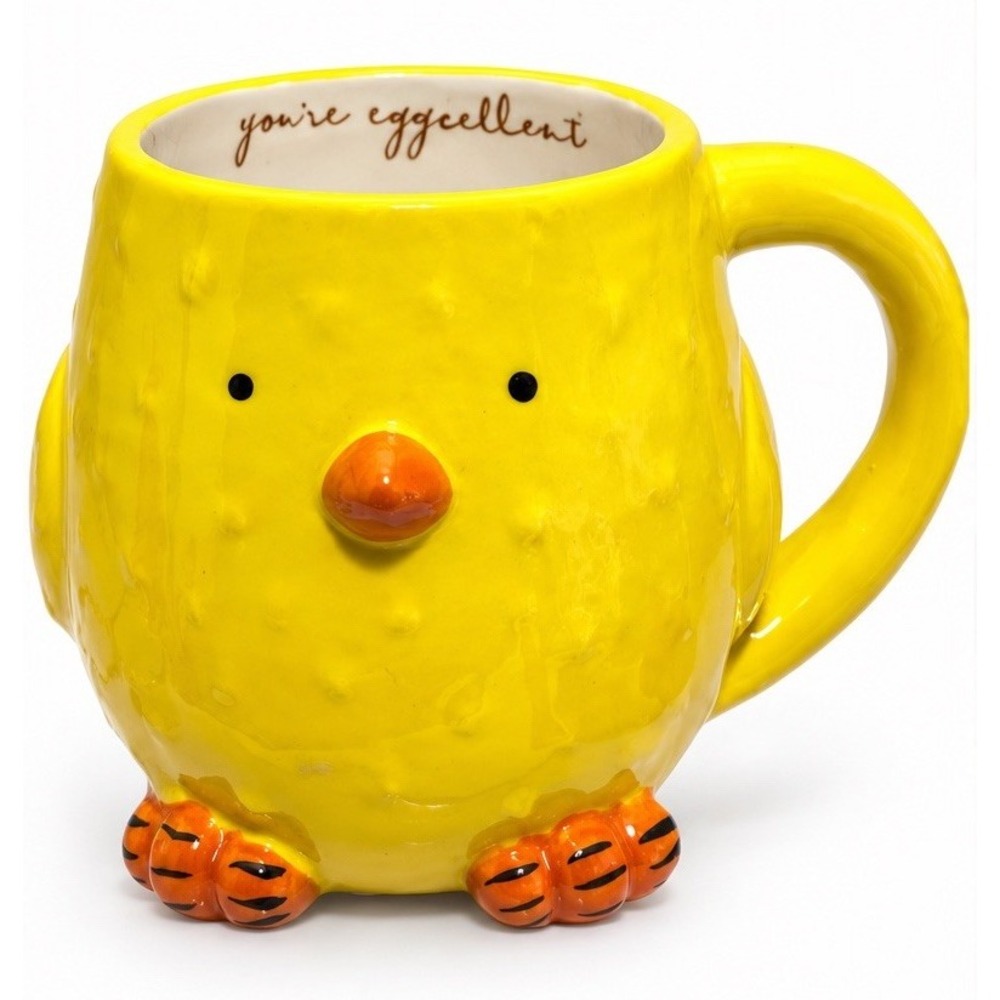 Williams Sonoma Yellow Chick Figural Mug Easter Chicken 15oz Cap Ceramic 2008-15